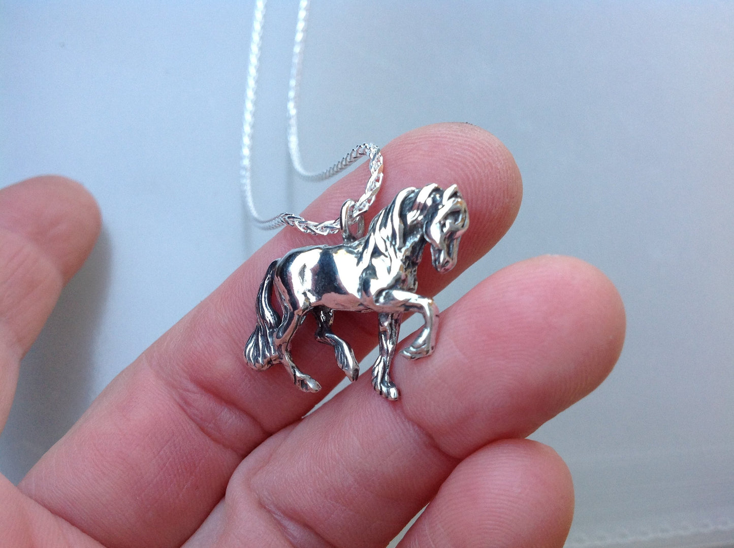 Friesian horse necklace sterlingsilver pendant and chain,  jewelry Forge Hill Sculpture Equestrian horse jewelry Zimmer