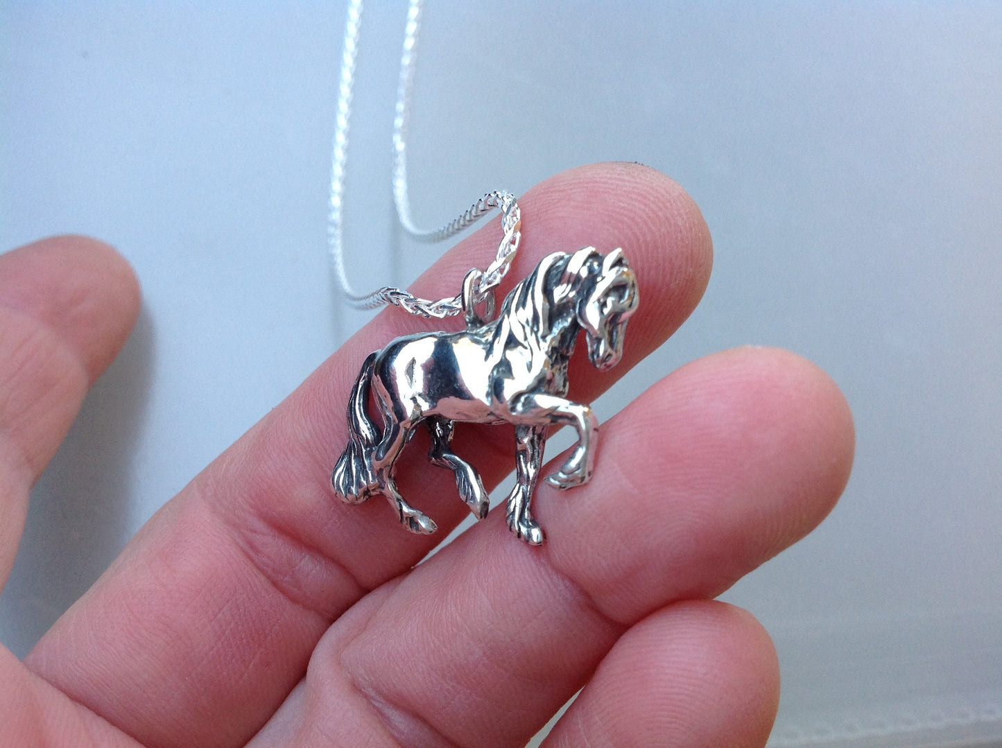 Friesian horse necklace SOLID sterling silver pendant and chain,  jewelry Forge Hill Sculpture Equestrian horse jewelry Zimmer