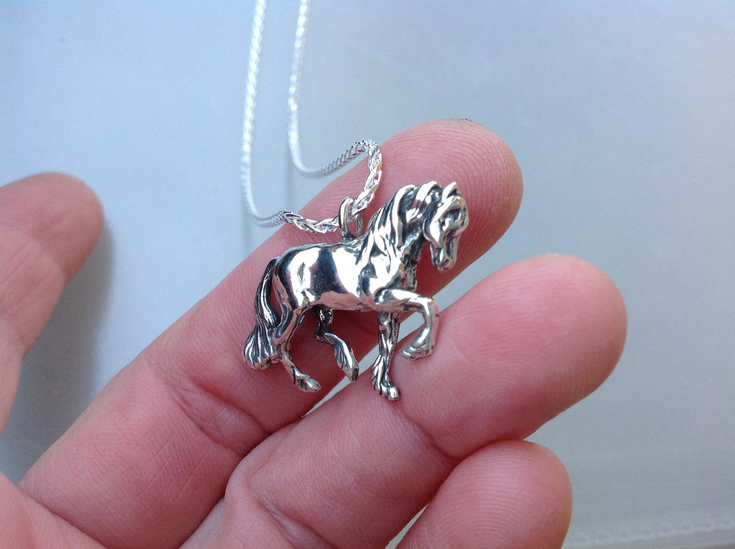 Friesian horse necklace sterlingsilver pendant and chain,  jewelry Forge Hill Sculpture Equestrian horse jewelry Zimmer