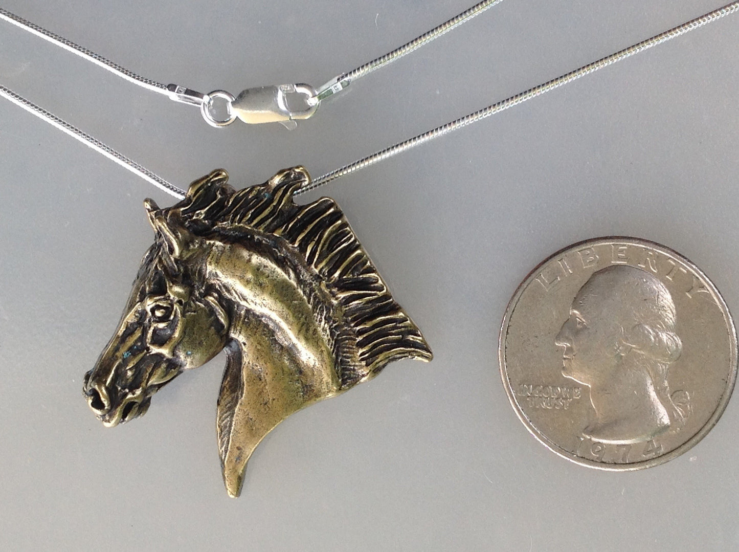 Horse Pendant in Pewter, Three finishes,  PICK ONE, with sterling silver chain.  Complete necklace. Horse Jewelry Gift