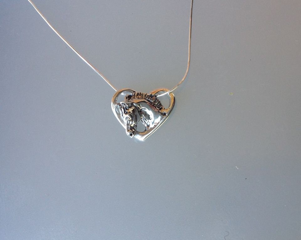 Love My Horse Horse Jewelry  Floating horse heart sterling silver pendant and chain dressage horse jewelry