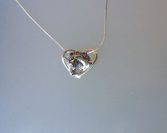 Love My Horse Horse Jewelry  Floating horse heart sterling silver pendant and chain dressage horse jewelry