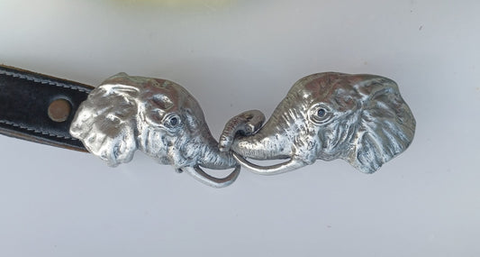 Elephants belt buckle Sculpture jewelry in Pewter!  Zimmer wildlife jewelry