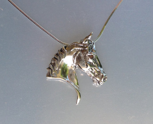 Saddlebred horse Sterling Silver slide pendant and chain Equestrian  Jewelry. Zimmer design