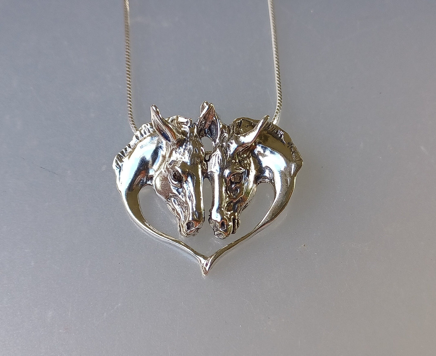 LARGE Donkey heart pendant and chain necklace STERLING SILVER  Forge Hill Sculpture  jewelry Best Silver Prices