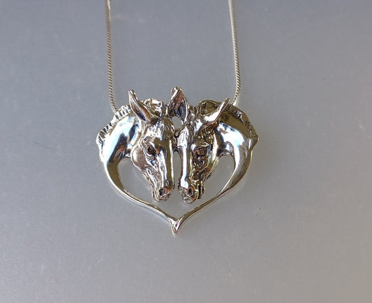 LARGE Donkey heart pendant and chain necklace STERLING SILVER  Forge Hill Sculpture  jewelry Best Silver Prices