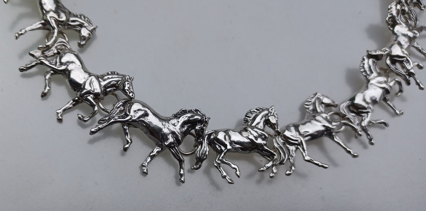 ORDER for: Show Stopping Statement horses All The Way Around necklace. Sterling silver, Handmade, Bold Artisan Piece. Zimmer Jewelry