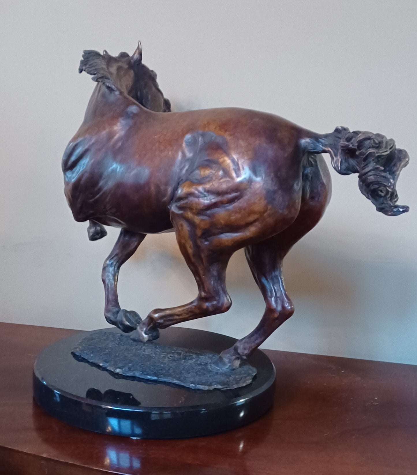Bronze Horse Sculpture AVAILABLE NOW.  Sculpture edition, first casting 1/5 of "Unhinged". 17" tall. Beverly Zimmer Forge Hill Sculpture