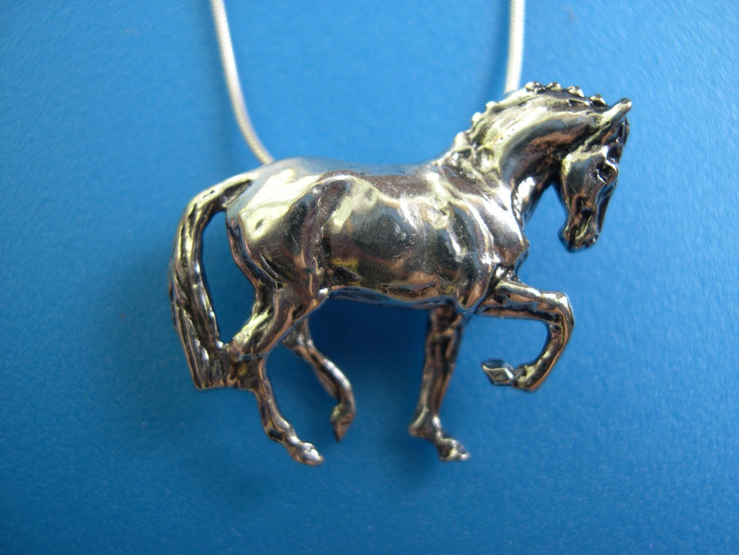 Dressage horse in Piaffe necklace  STERLING SILVER pendant and chain Equestrian jewelry
