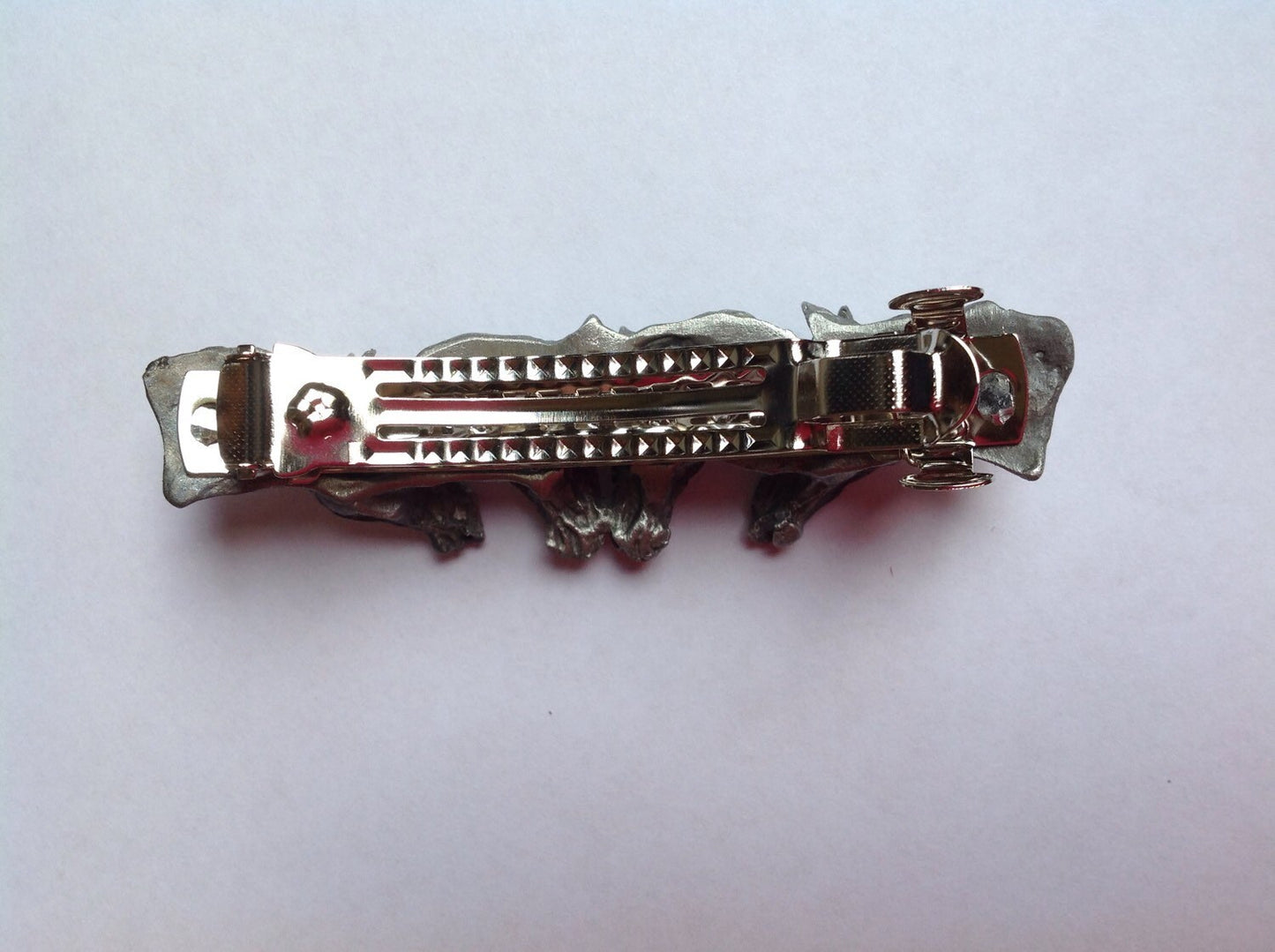 Four in hand DRIVING Horses in harness  barrette lead free pewter hair clip Equestrian Jewelry