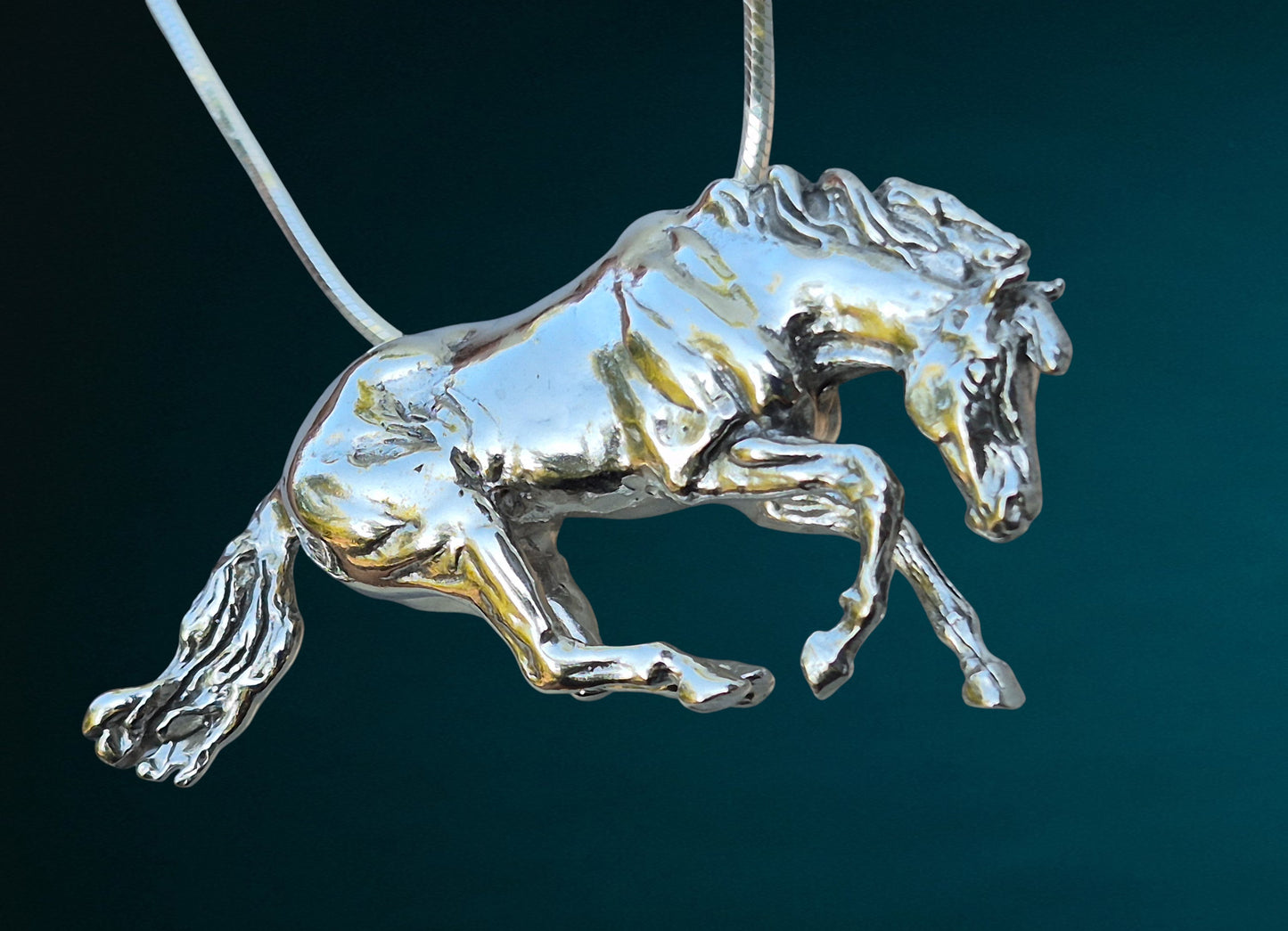 Reining Horse Sliding Stop Sterling Silver Necklace Western Horse Jewelry