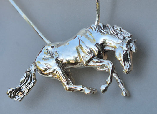 Reining Horse Sliding Stop Sterling Silver Necklace Western Horse Jewelry