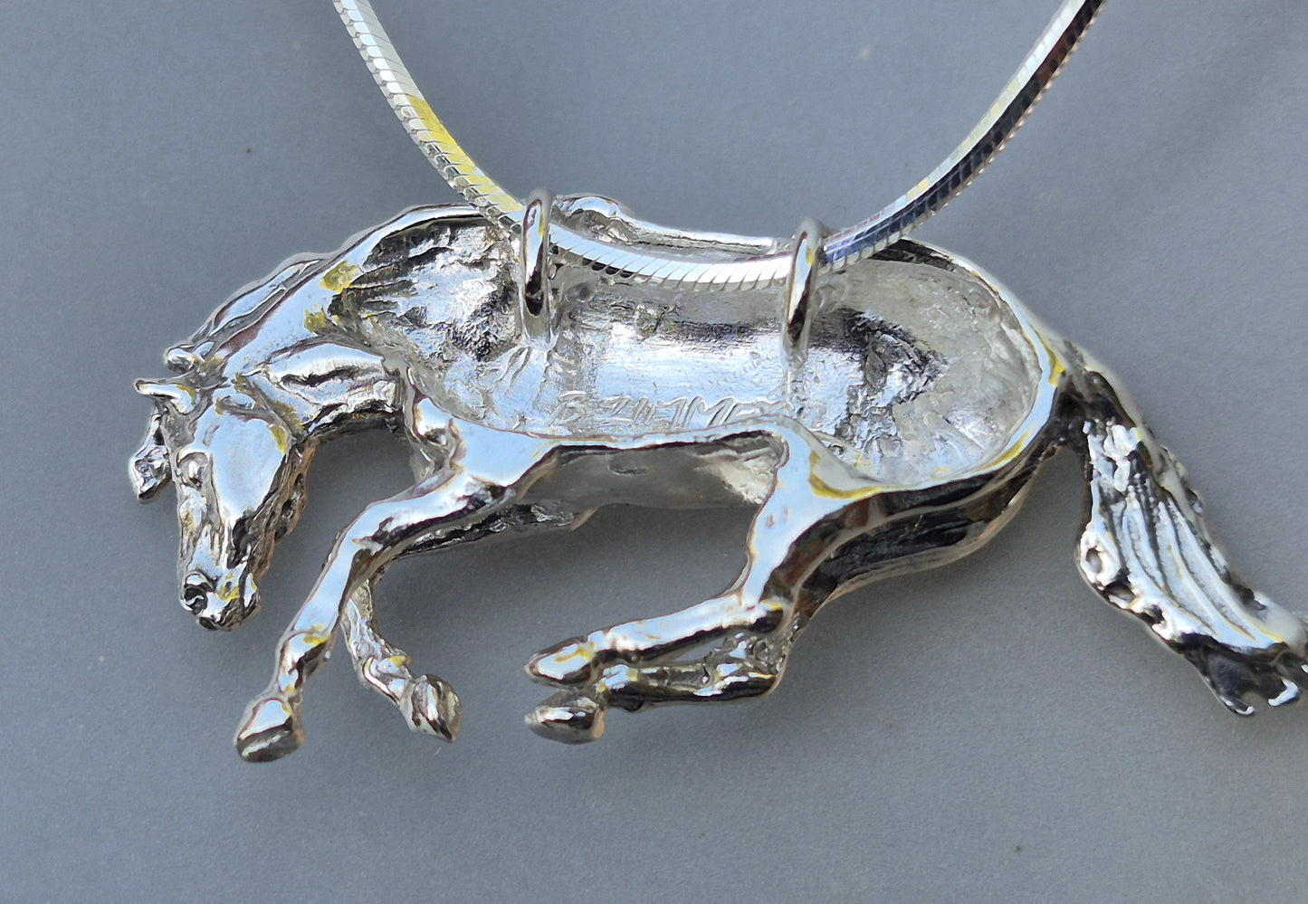 Reining Horse Sliding Stop Sterling Silver Necklace Western Horse Jewelry
