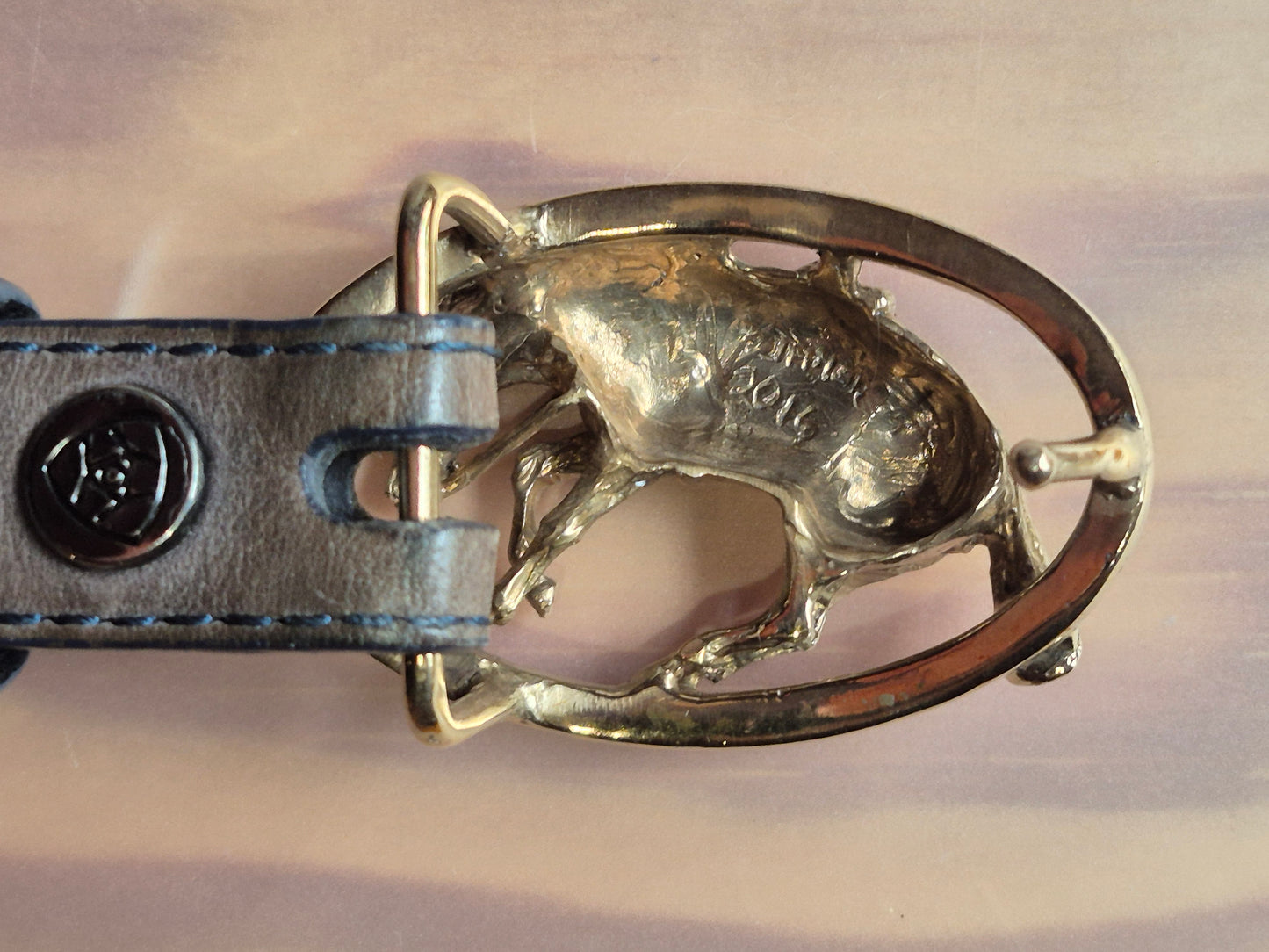 Reining Horse Belt buckle in bronze Sculptural Horse Jewelry Forge Hill Sculpture