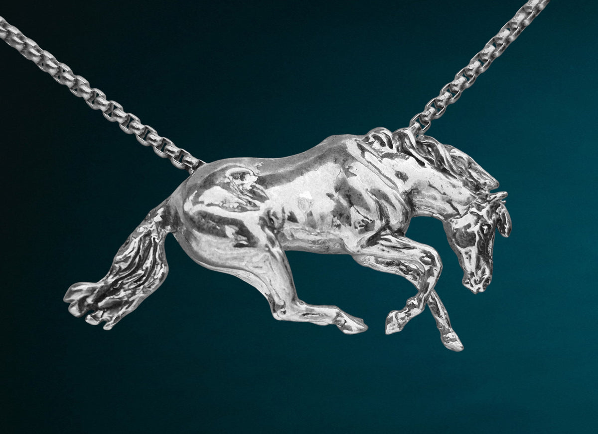 Reining Horse Sliding Stop Sterling Silver Necklace Western Horse Jewelry