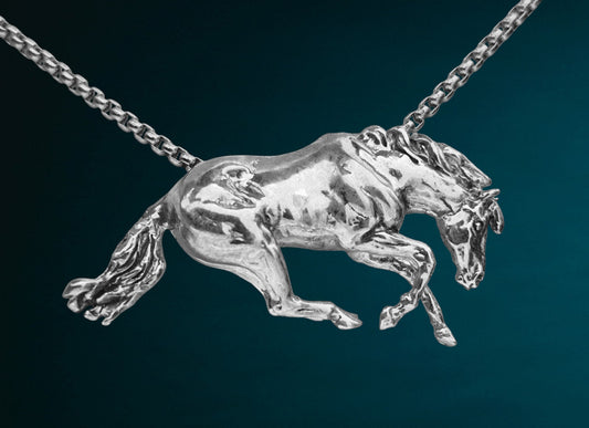 Reining Horse Sliding Stop Sterling Silver Necklace Western Horse Jewelry