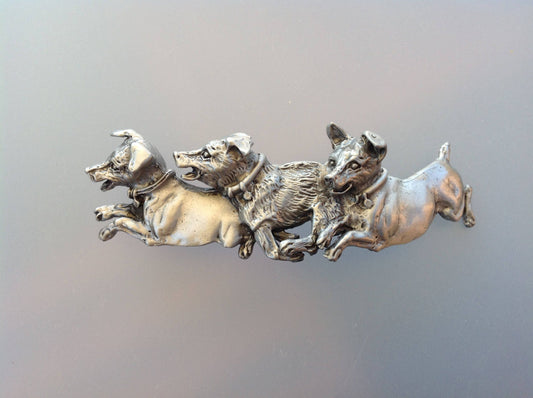 Jack Russell Terrier dogs barrette lead free pewter, hair clip Forge Hill Sculpture Zimmer