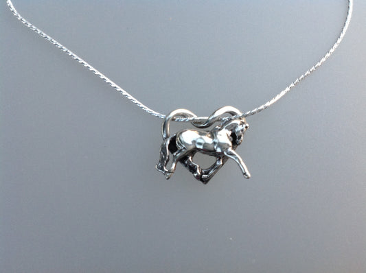 Horse Jewelry Gift Floating horse heart sterling silver necklace dressage horse jewelry