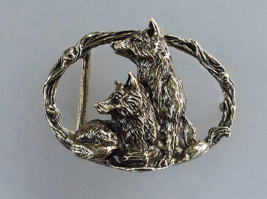 FOX belt buckle Brass ox finish wildlife  jewelry Zimmer sculpture