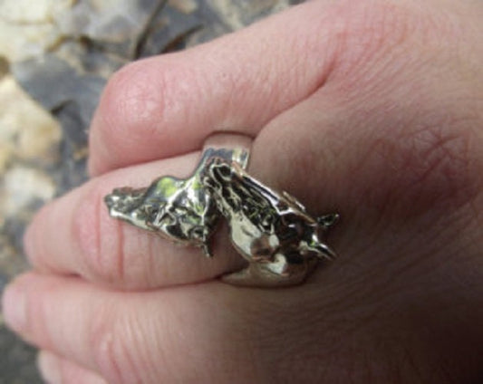 Horses ring adjustable from size 5 to 9.  Sterling silver Handmade in USA  Zimmer design