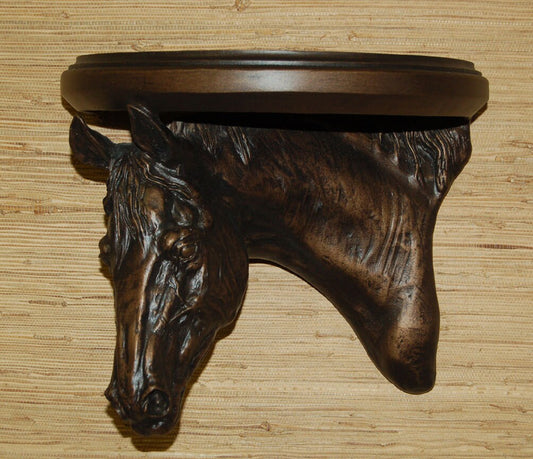 Horse Shelf or Sconce, wall art sculpture Zimmer bronze finish.  Indoor/Outdoor installation. 3D wall art